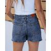 imageluvamia Jean Skorts for Woman Trendy High Waisted Stretchy Denim Skirt with Shorts Casual Patch Pocket Mini Skort SkirtsReef Blue