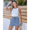 imageluvamia Jean Skorts for Woman Trendy High Waisted Stretchy Denim Skirt with Shorts Casual Patch Pocket Mini Skort SkirtsRoadknight Blue