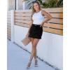 imageluvamia Jean Skorts for Woman Trendy High Waisted Stretchy Denim Skirt with Shorts Casual Patch Pocket Mini Skort SkirtsWashed Black