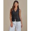 imageluvamia Linen Vest for Women Trendy Sleeveless Tie Front Tops Summer Casual Top Waistcoat Suit Vests with PocketsBlack