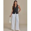 imageluvamia Linen Vest for Women Trendy Sleeveless Tie Front Tops Summer Casual Top Waistcoat Suit Vests with PocketsBlack