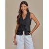 imageluvamia Linen Vest for Women Trendy Sleeveless Tie Front Tops Summer Casual Top Waistcoat Suit Vests with PocketsBlack