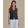 imageluvamia Linen Vest for Women Trendy Sleeveless Tie Front Tops Summer Casual Top Waistcoat Suit Vests with PocketsBlack