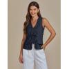 imageluvamia Linen Vest for Women Trendy Sleeveless Tie Front Tops Summer Casual Top Waistcoat Suit Vests with PocketsDark Blue