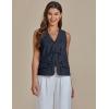 imageluvamia Linen Vest for Women Trendy Sleeveless Tie Front Tops Summer Casual Top Waistcoat Suit Vests with PocketsDark Blue