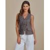 imageluvamia Linen Vest for Women Trendy Sleeveless Tie Front Tops Summer Casual Top Waistcoat Suit Vests with PocketsDark Gray