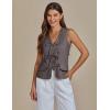 imageluvamia Linen Vest for Women Trendy Sleeveless Tie Front Tops Summer Casual Top Waistcoat Suit Vests with PocketsDark Gray