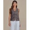 imageluvamia Linen Vest for Women Trendy Sleeveless Tie Front Tops Summer Casual Top Waistcoat Suit Vests with PocketsDark Gray