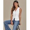 imageluvamia Linen Vest for Women Trendy Sleeveless Tie Front Tops Summer Casual Top Waistcoat Suit Vests with PocketsWhite