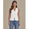 imageluvamia Linen Vest for Women Trendy Sleeveless Tie Front Tops Summer Casual Top Waistcoat Suit Vests with PocketsWhite