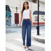imageluvamia Wide Leg Jeans for Women Trendy High Waisted Welt Pockets Stretchy Denim Jeans Work Casual Trousers PantsDarkness Blue