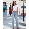 imageluvamia Wide Leg Jeans for Women Trendy High Waisted Welt Pockets Stretchy Denim Jeans Work Casual Trousers PantsLakeside Blue