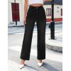 imageluvamia Wide Leg Jeans for Women Trendy High Waisted Welt Pockets Stretchy Denim Jeans Work Casual Trousers PantsTrue Black