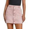 imageluvamia Jean Skirts for Women Denim High Waisted Trendy Stretchy Mini Button Front Short Pencil Skirt with Patch PocketsCandy Pink