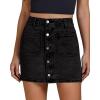 imageluvamia Jean Skirts for Women Denim High Waisted Trendy Stretchy Mini Button Front Short Pencil Skirt with Patch PocketsWashed Black