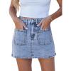 imageluvamia Jean Skorts for Woman Trendy High Waisted Stretchy Denim Skirt with Shorts Casual Patch Pocket Mini Skort SkirtsBay Blue