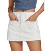 imageluvamia Jean Skorts for Woman Trendy High Waisted Stretchy Denim Skirt with Shorts Casual Patch Pocket Mini Skort SkirtsCream White