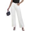 imageluvamia Wide Leg Jeans for Women Trendy High Waisted Welt Pockets Stretchy Denim Jeans Work Casual Trousers PantsCream White
