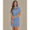 imageluvamia Denim Dresses for Women Summer Casual Zip Up Short Sleeve Western Short Stretchy Jean Dress with PocketsRoadknight Blue