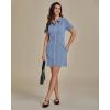 imageluvamia Denim Dresses for Women Summer Casual Zip Up Short Sleeve Western Short Stretchy Jean Dress with PocketsRoadknight Blue