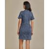 imageluvamia Denim Dresses for Women Summer Casual Zip Up Short Sleeve Western Short Stretchy Jean Dress with PocketsVintage Dark Blue