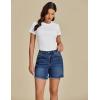 imageluvamia FleXclusive Jean Shorts for Women Trendy High Waisted Stretchy Denim Summer Raw Hem Mom Long Shorts Cutoff JortsDarkness Blue