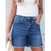 imageluvamia FleXclusive Jean Shorts for Women Trendy High Waisted Stretchy Denim Summer Raw Hem Mom Long Shorts Cutoff JortsMedium Blue