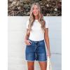 imageluvamia FleXclusive Jean Shorts for Women Trendy High Waisted Stretchy Denim Summer Raw Hem Mom Long Shorts Cutoff JortsMedium Blue