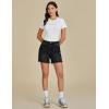 imageluvamia FleXclusive Jean Shorts for Women Trendy High Waisted Stretchy Denim Summer Raw Hem Mom Long Shorts Cutoff JortsWashed Black