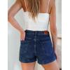 imageluvamia Jean Shorts for Women High Waisted Stretchy Denim Jorts Trendy Casual Distressed Cut Off Shorts with PocketsClassic Dark Blue
