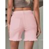 imageluvamia Jean Shorts for Women High Waisted Trendy Casual Distressed Stretchy Denim Long Shorts Ripped Raw Hem ShortsCandy Pink
