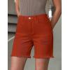 imageluvamia Jean Shorts for Women High Waisted Trendy Casual Distressed Stretchy Denim Long Shorts Ripped Raw Hem ShortsOrange Rust