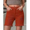 imageluvamia Jean Shorts for Women High Waisted Trendy Casual Distressed Stretchy Denim Long Shorts Ripped Raw Hem ShortsOrange Rust