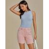 imageluvamia Jean Shorts for Women Trendy Pull On Mid Rise Elastic Waist Summer Casual Stretchy Long Denim Walking ShortsCandy Pink