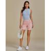 imageluvamia Jean Shorts for Women Trendy Pull On Mid Rise Elastic Waist Summer Casual Stretchy Long Denim Walking ShortsCandy Pink