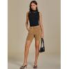 imageluvamia Jean Shorts for Women Trendy Pull On Mid Rise Elastic Waist Summer Casual Stretchy Long Denim Walking ShortsToffee Brown