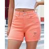 imageluvamia Womens Casual Ripped Denim Shorts High Rise Distressed Rolled Hem Jeans ShortsSalmon