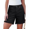 imageluvamia FleXclusive Jean Shorts for Women Trendy High Waisted Stretchy Denim Summer Raw Hem Mom Long Shorts Cutoff JortsTrue Black