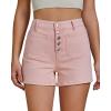 imageluvamia Jean Shorts Womens High Waisted Trendy Button Fly Patch Pocket Side Split Casual Summer Stretchy Denim ShortsCandy Pink