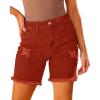 imageluvamia Jean Shorts for Women High Waisted Trendy Casual Distressed Stretchy Denim Long Shorts Ripped Raw Hem ShortsOrange Rust