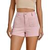 imageluvamia Jean Shorts for Women High Waisted Trendy Flat Pockets Cutoff Stretchy Denim Shorts Casual SummerCandy Pink