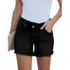 imageluvamia Jean Shorts for Women Low Waisted Trendy Stretchy Crossover Waist Denim Shorts Raw Hem Casual Summer PocketsBlack