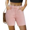 imageluvamia Jean Shorts for Women Trendy Pull On Mid Rise Elastic Waist Summer Casual Stretchy Long Denim Walking ShortsCandy Pink