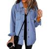 imageluvamia womens Women Denim JacketsTurquoise Blue