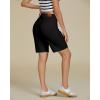 imageluvamia Bermuda Shorts for Women High Waisted Trendy Patch Pocket Casual Vintage Long Stretchy Denim Shorts Summer JortsBlack