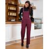imageluvamia Corduroy Overalls for Women Loose Fit Baggy Straight Casual Adjustable Straps Bib Jumpsuit Overalls with PocketsWine Red