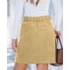 imageluvamia Corduroy Skirts for Women High Waisted Trendy Fall Elastic Waist Casual Stretchy Short Skirts with Patch PocketsAlmond