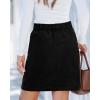 imageluvamia Corduroy Skirts for Women High Waisted Trendy Fall Elastic Waist Casual Stretchy Short Skirts with Patch PocketsBlack