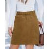 imageluvamia Corduroy Skirts for Women High Waisted Trendy Fall Elastic Waist Casual Stretchy Short Skirts with Patch PocketsToffee Brown