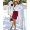 imageluvamia Corduroy Skirts for Women High Waisted Trendy Fall Elastic Waist Casual Stretchy Short Skirts with Patch PocketsWine Red